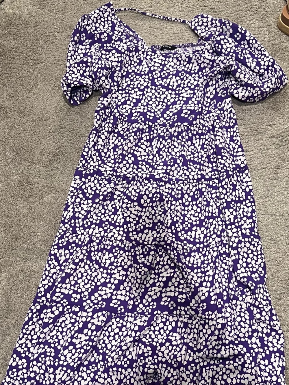 Fashion Nova Purple and White Printed Maxi Skirt